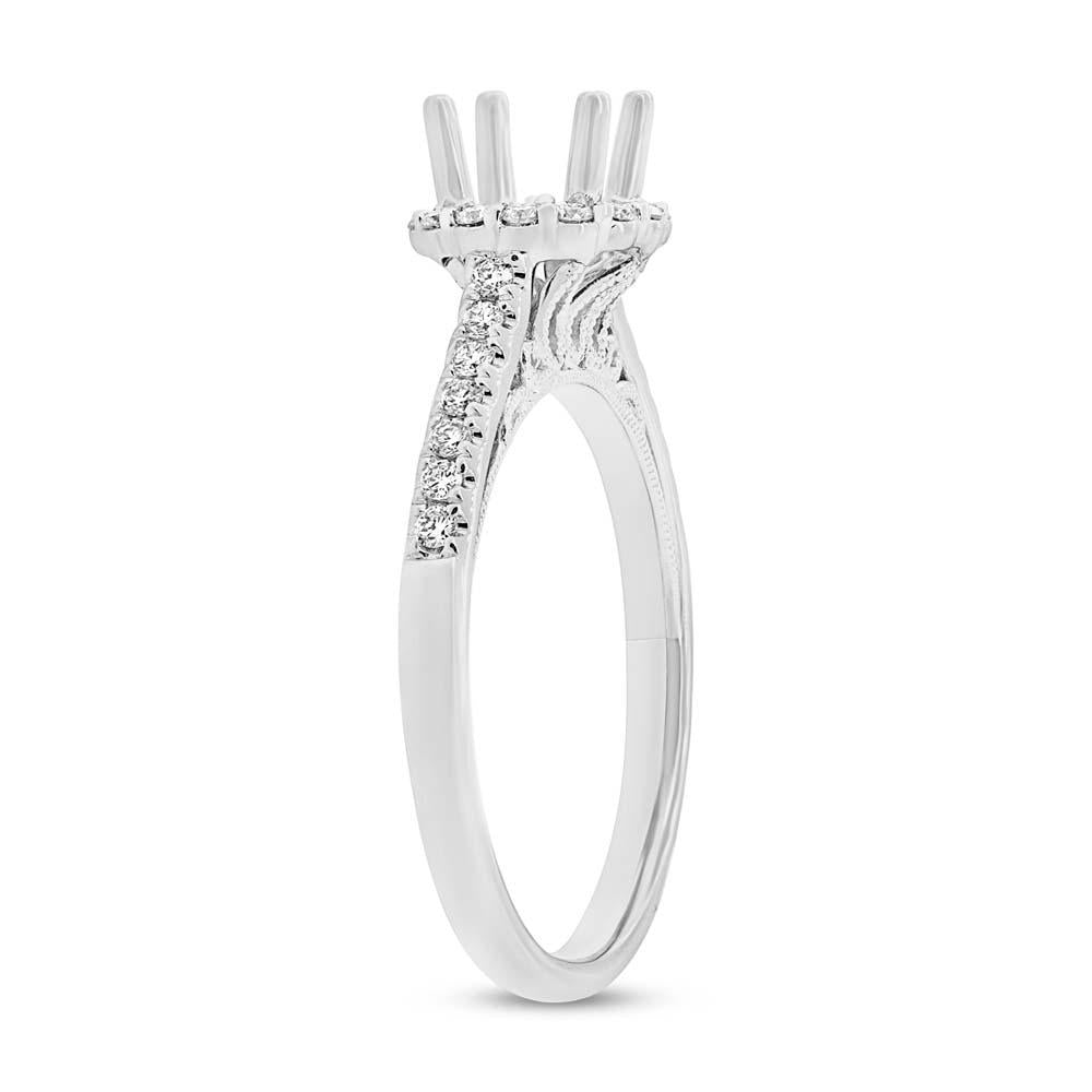 18k White Gold Diamond Semi-mount Ring for 0.50ct Center - 0.27ct