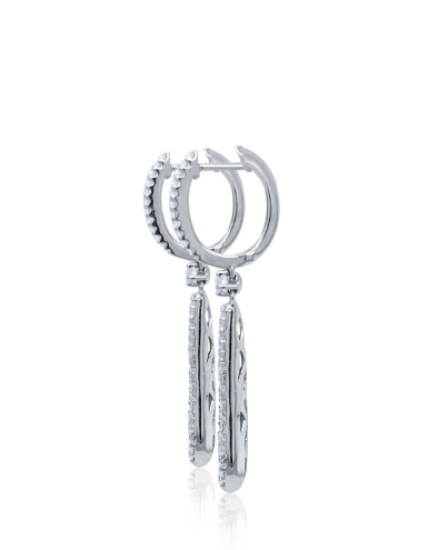18k White Gold Dangle Earring For Wedding Hoop Earring