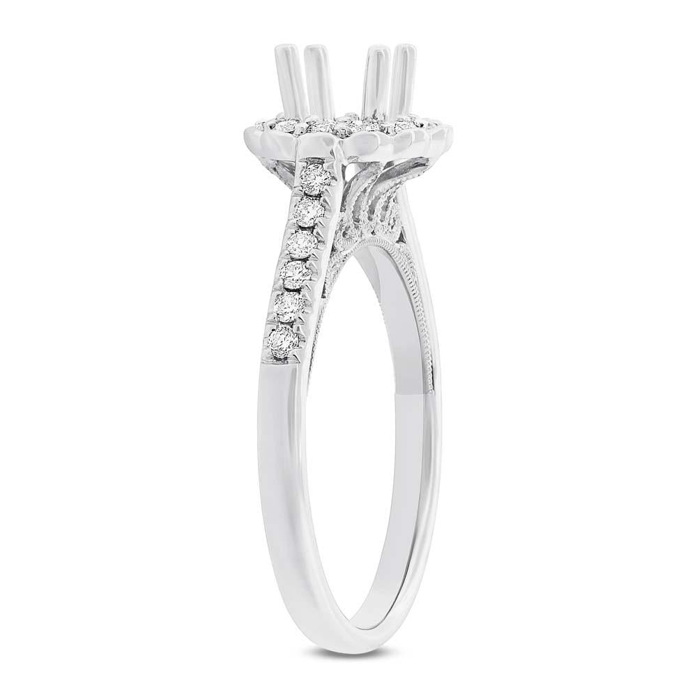 18k White Gold Diamond Semi-mount Ring for 0.50ct Center - 0.39ct