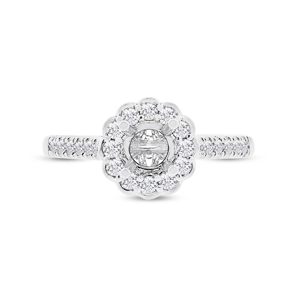 18k White Gold Diamond Semi-mount Ring for 0.50ct Center Size 6 - 0.39ct
