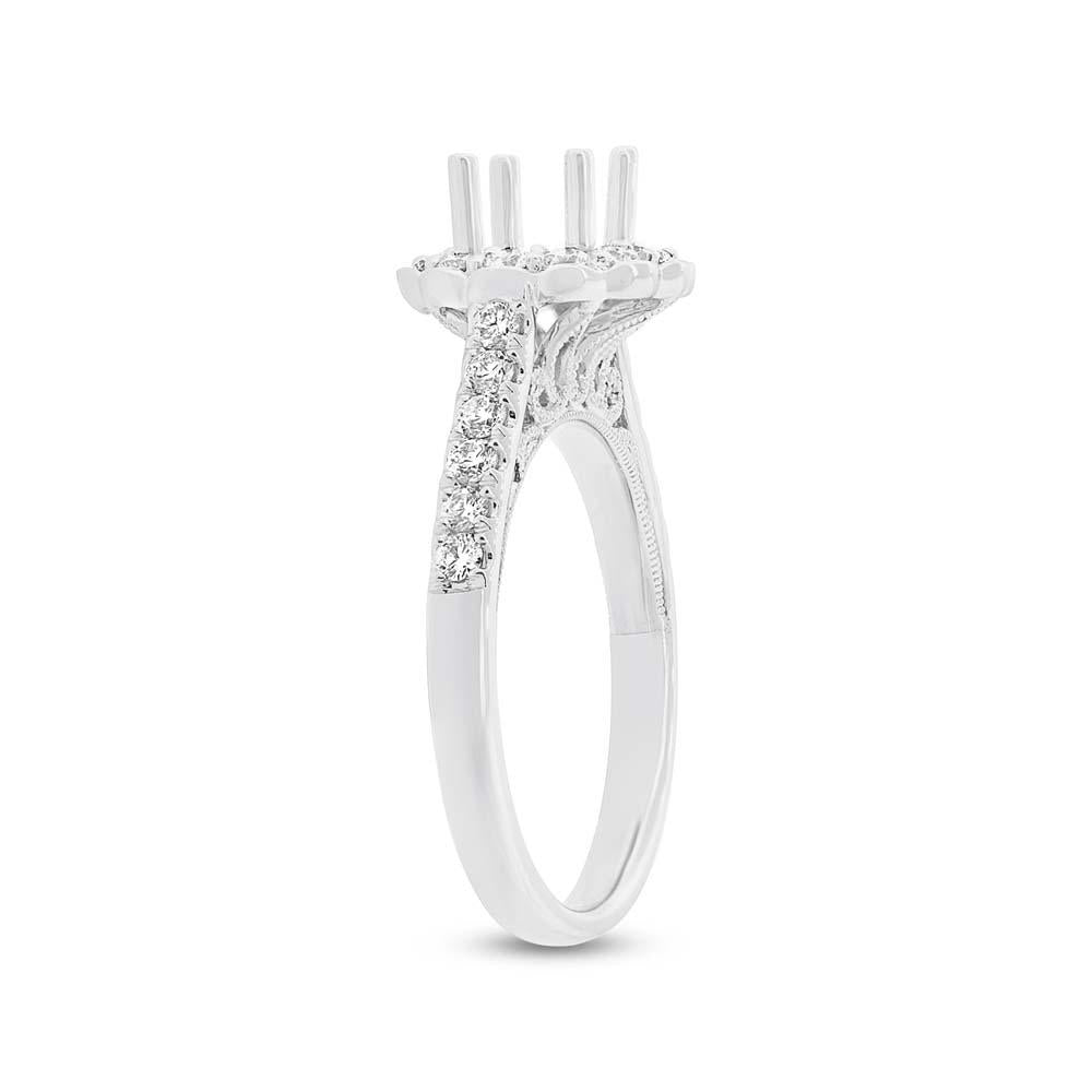 18k White Gold Diamond Semi-mount Ring for 0.75ct Center Size 6.5 - 0.63ct