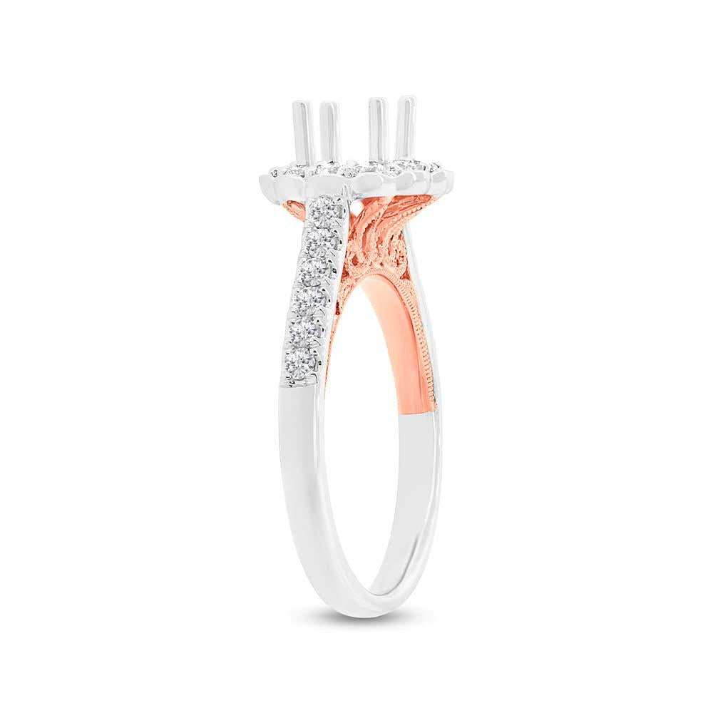 18k Two-tone Rose Gold Diamond Semi-mount Ring for 0.75ct Center Size 6.5 - 0.63ct