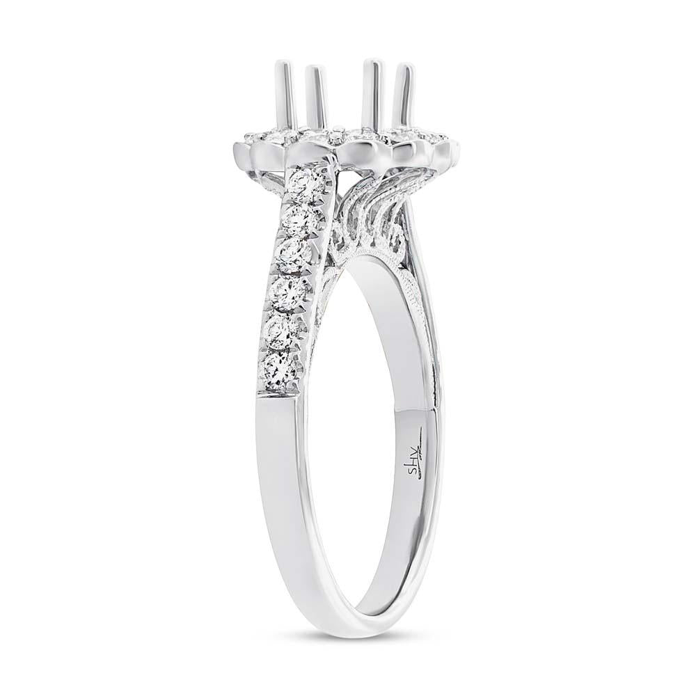 18k White Gold Diamond Semi-mount Ring for 1.00ct Center Size 6.5 - 0.75ct