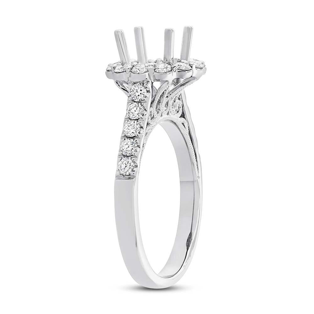 18k White Gold Diamond Semi-mount Ring for 1.50ct Center - 0.80ct
