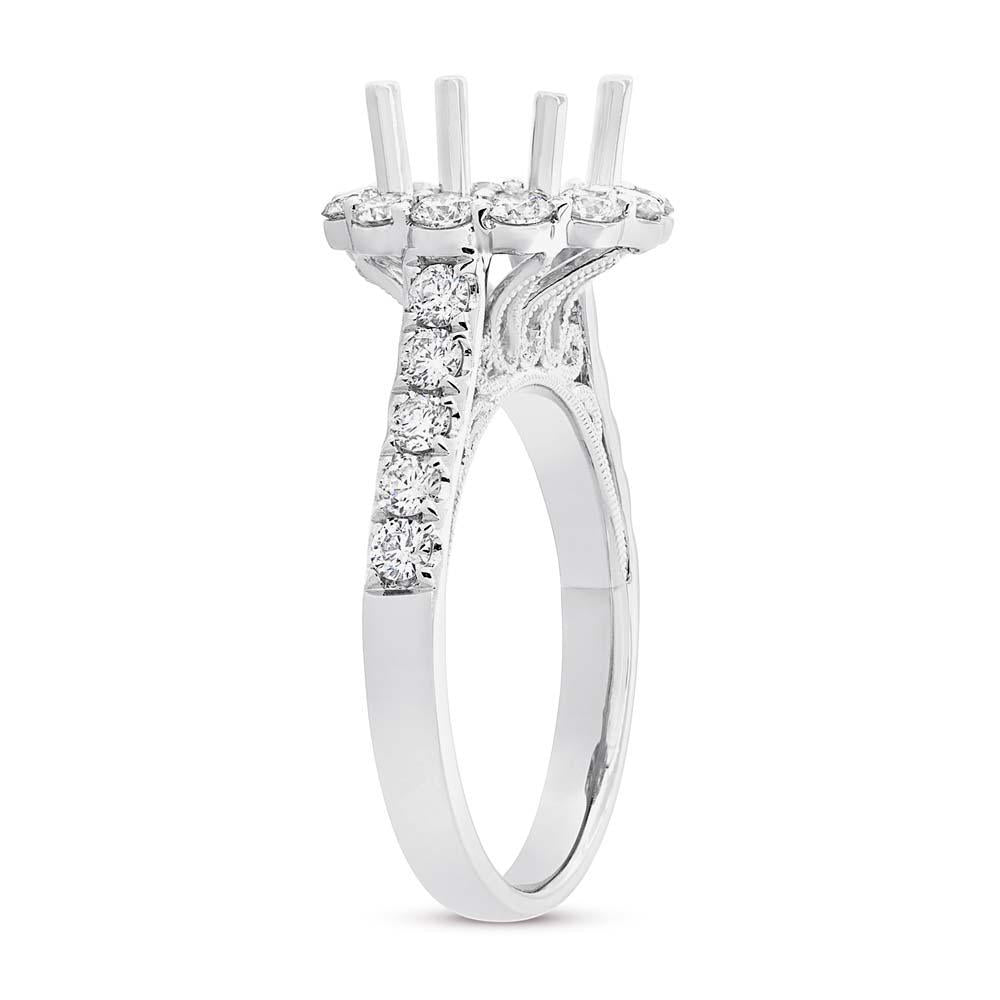 18k White Gold Diamond Semi-mount Ring for 2.00ct Center - 1.02ct