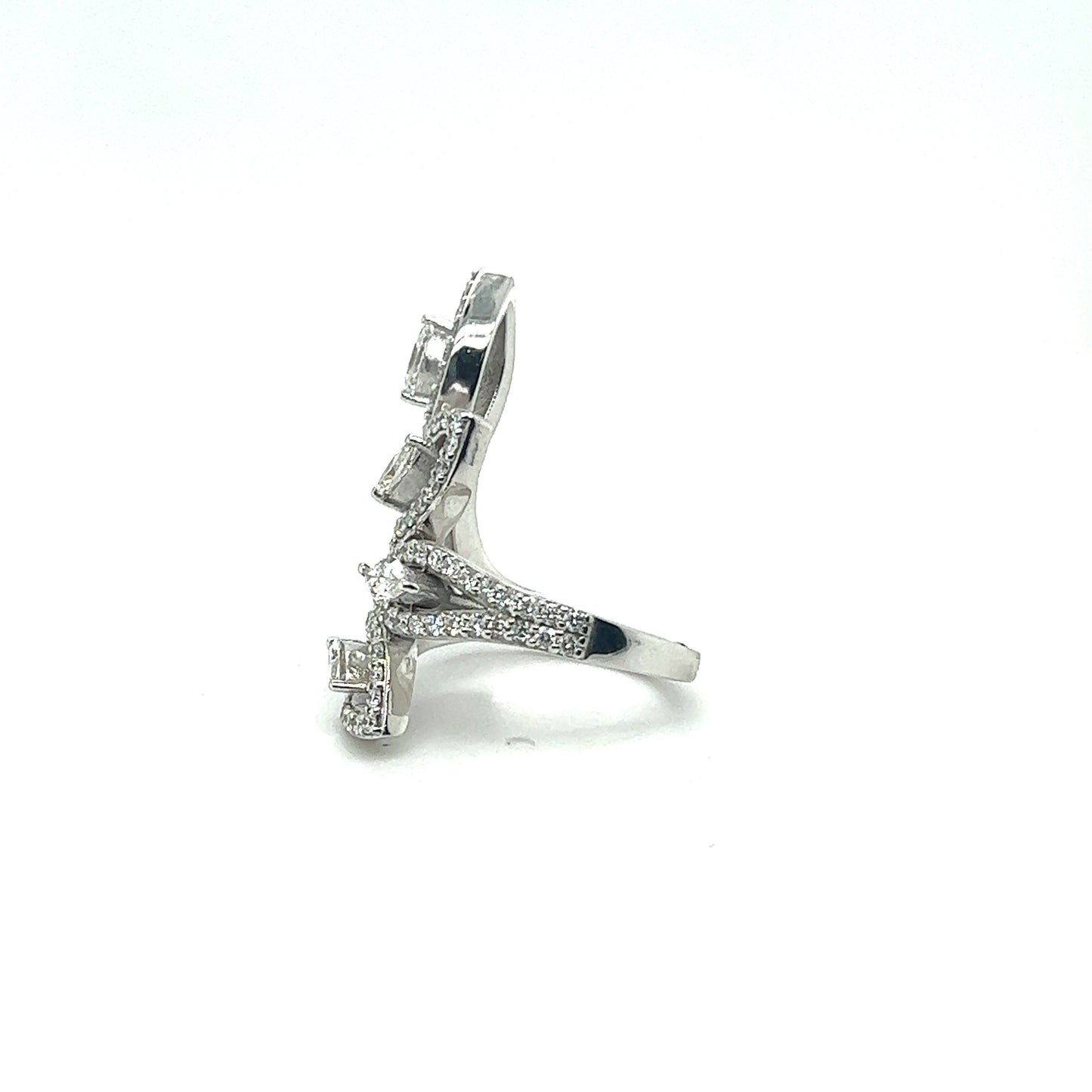14K Diamond White Gold Marquis And Round Cut Diamond