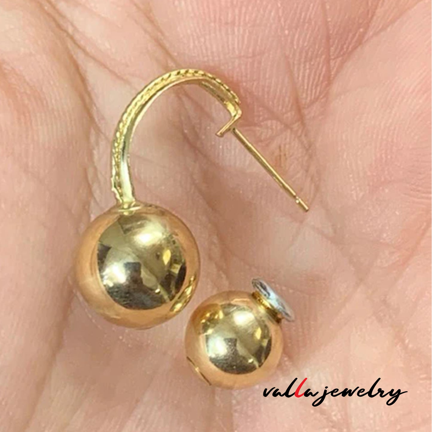 14k Unique Yellow Gold Jacket Yellow Gold Ball Earrings