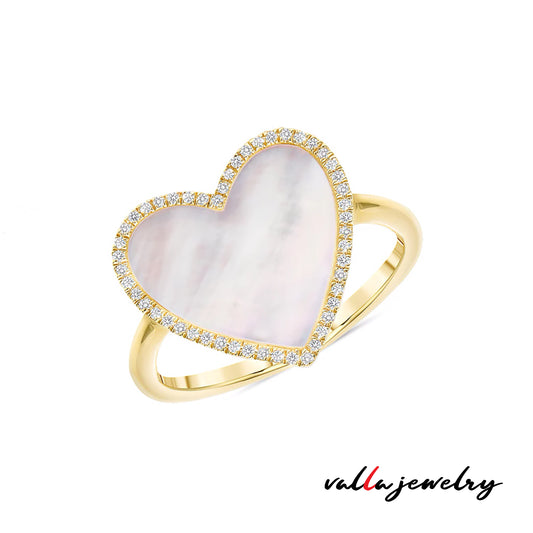 Mother of Pearl Heart Ring V0242