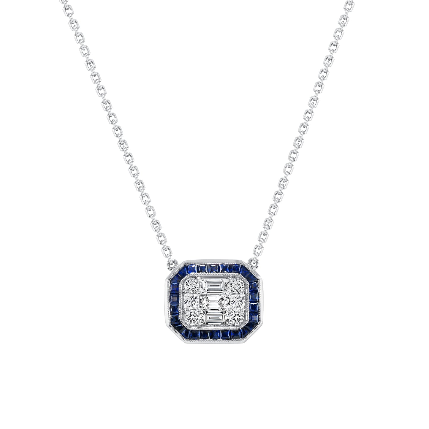 BLUE SAPPHIRE WITH DIAMOND NECKLACE V0115