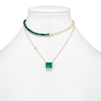 4 Layers Emerald and Malachite Necklaces