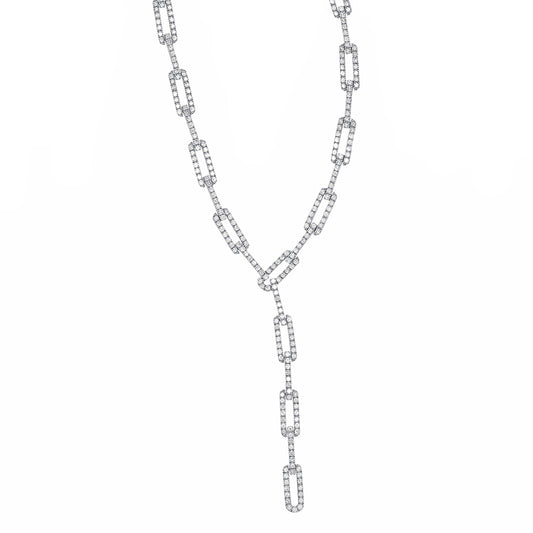 18K Classy White Gold Necklace-7.20Ct V0112
