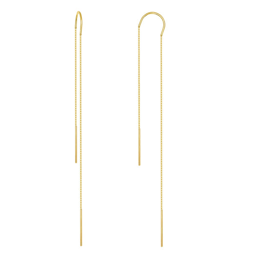 14k Yellow Gold Trendy Simple Lariat Earring