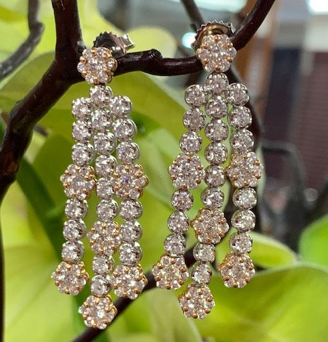 18K Classy Dangle Drop Diamond Earrings