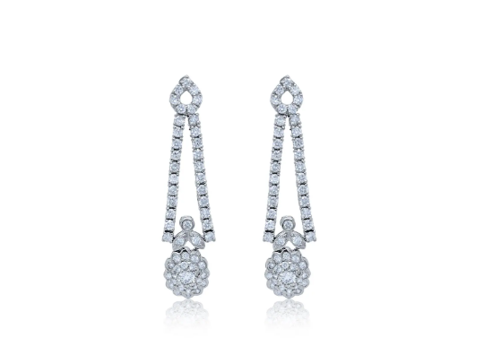 14k White Gold Wedding Earrings for Women Brides