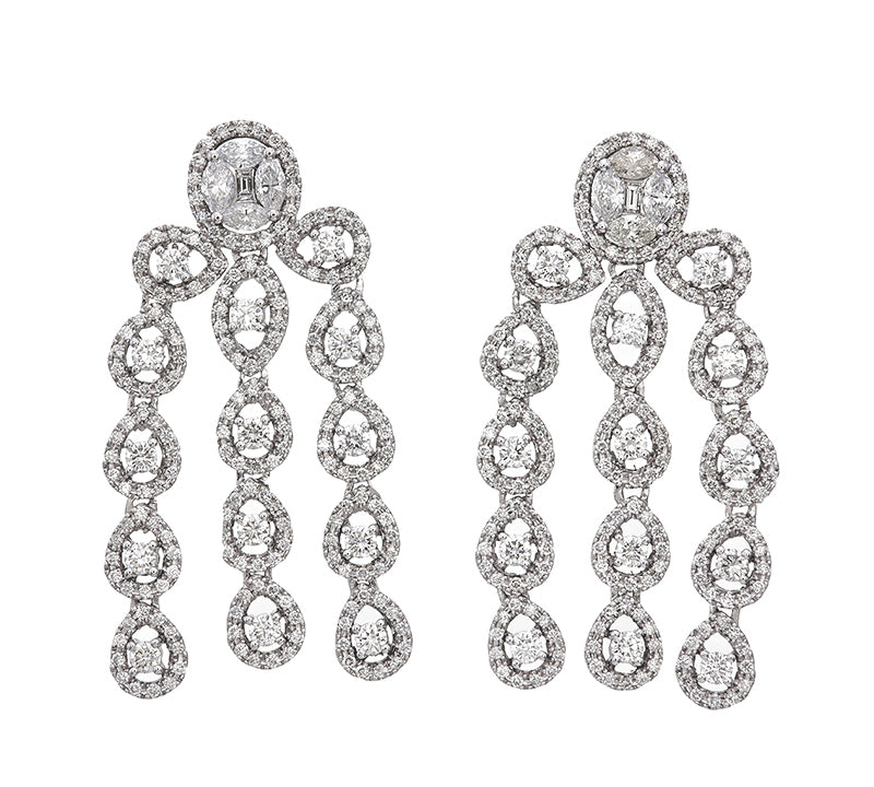 14k White Gold Diamond Earring V0337