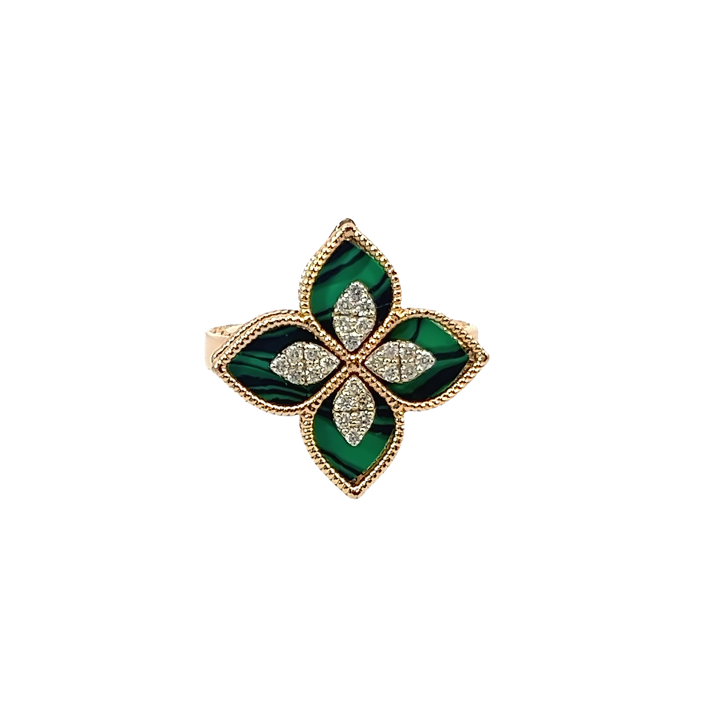 18k Rose Gold Diamond Emerald Marquise Cut Ring .35c
