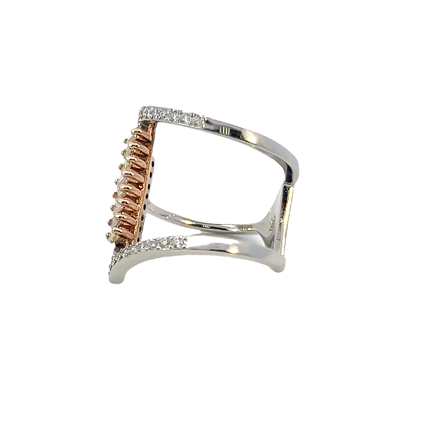 18k White Gold Diamond Round Cut Ring .66c
