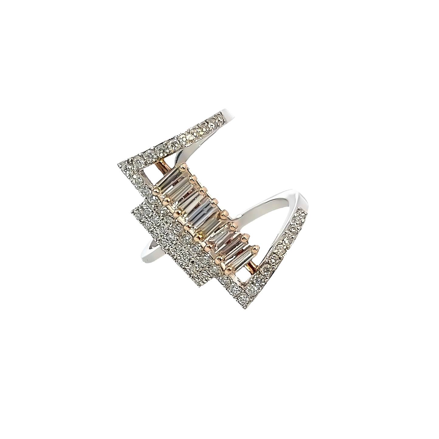 18k White Gold Diamond Round Cut Ring .66c