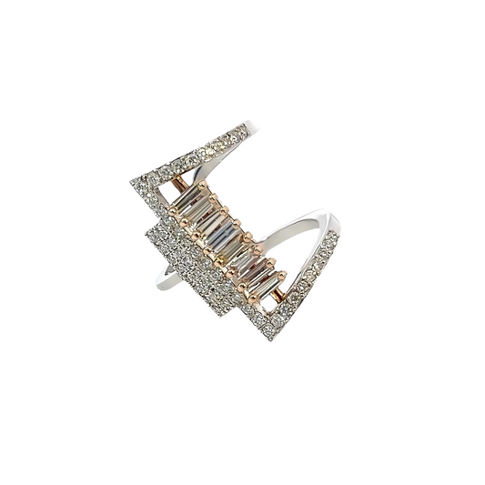 18k White Gold Diamond Round Cut Ring .66c