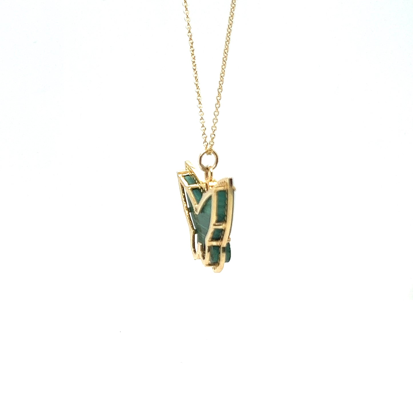 14k Butterfly Malachite Pendant With Diamond