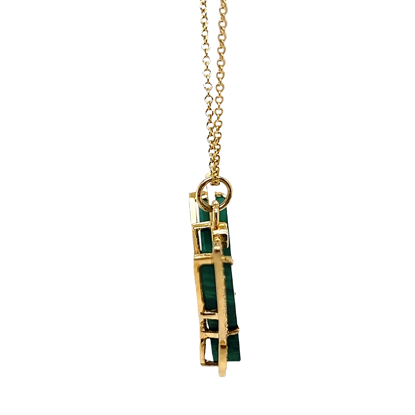 14k Butterfly Malachite Pendant With Diamond