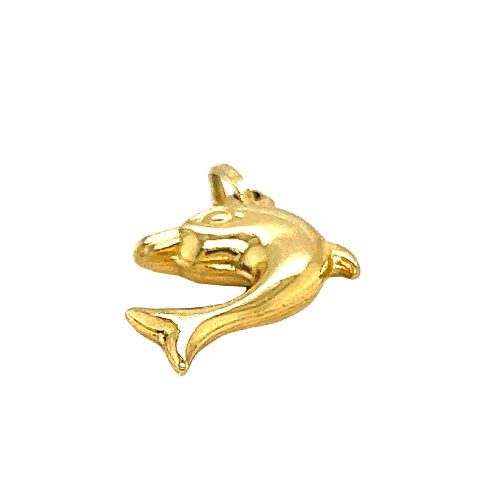 Yellow Gold Natural Diamond Dolphin Pendant