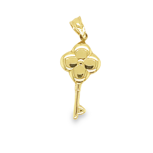 Yellow Gold Natural Diamond Key Pendant