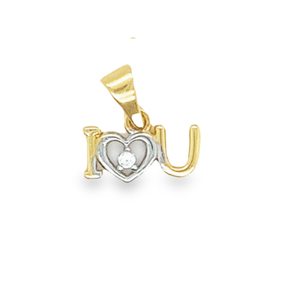 14K Two Tone I Love You Pendant
