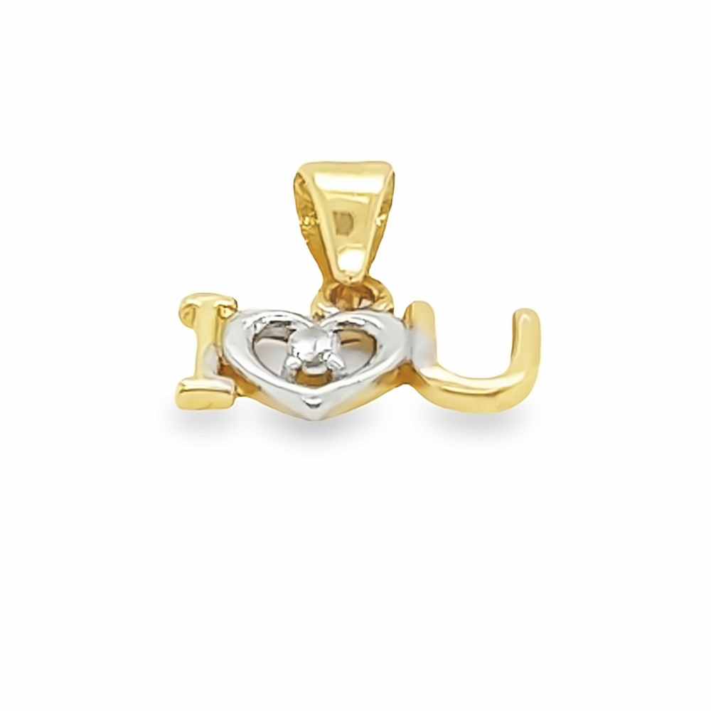 14K Two Tone I Love You Pendant