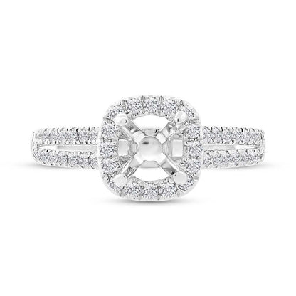 14k White Gold Diamond Semi-mount Ring for 0.75ct Center - 0.47ct