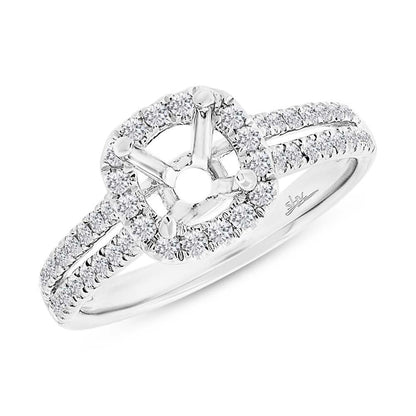 14k White Gold Diamond Semi-mount Ring for 0.75ct Center - 0.47ct