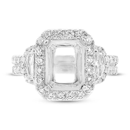 18k White Gold Diamond Semi-mount Ring for 10x8mm Center - 2.10ct