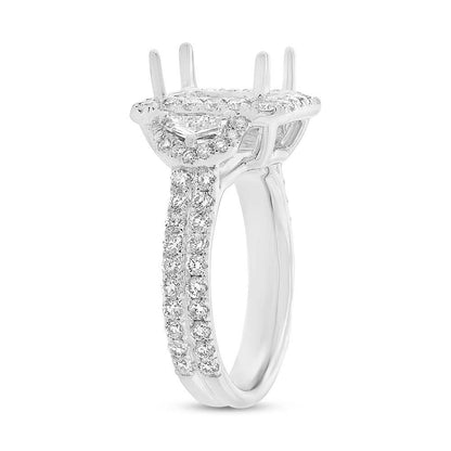 18k White Gold Diamond Semi-mount Ring for 10x8mm Center - 2.10ct