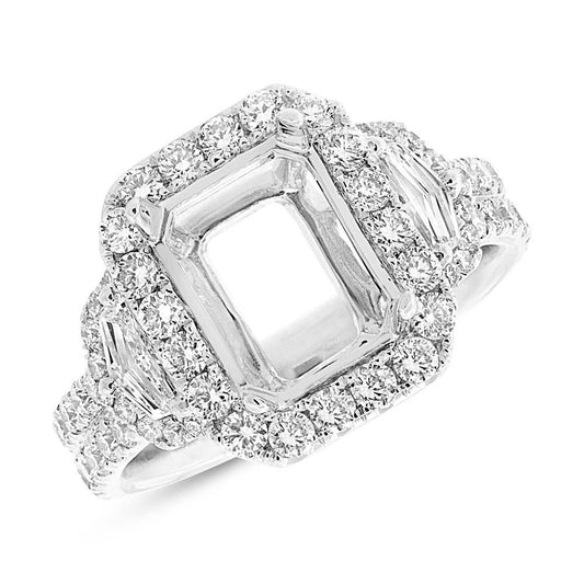 18k White Gold Diamond Semi-mount Ring for 10x8mm Center - 2.10ct