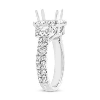 18k White Gold Diamond Semi-mount Ring for 2.00ct Center - 1.65ct