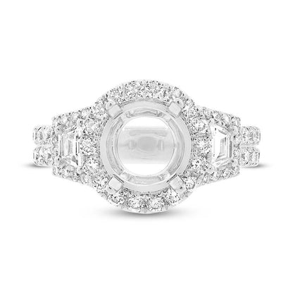 18k White Gold Diamond Semi-mount Ring for 2.00ct Center - 1.65ct