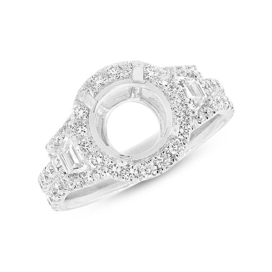 18k White Gold Diamond Semi-mount Ring for 2.00ct Center - 1.65ct