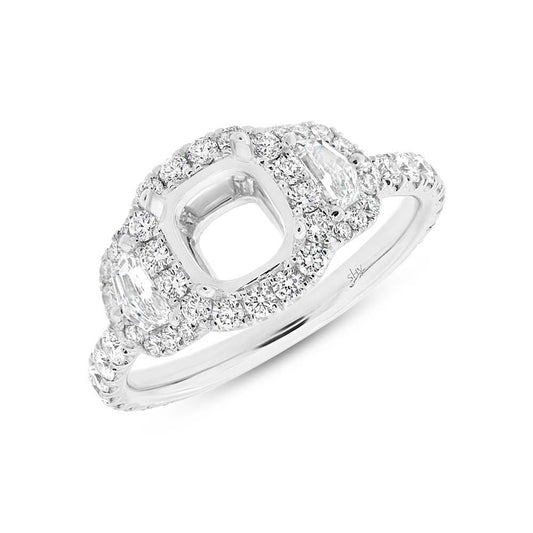 18k White Gold Diamond Semi-mount Ring for 7x7mm Center - 1.25ct