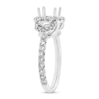 18k White Gold Diamond Semi-mount Ring for 7x7mm Center - 1.25ct