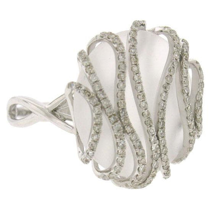 Diamond & 10.58ct White Topaz 14k White Gold Ring - 0.50ct