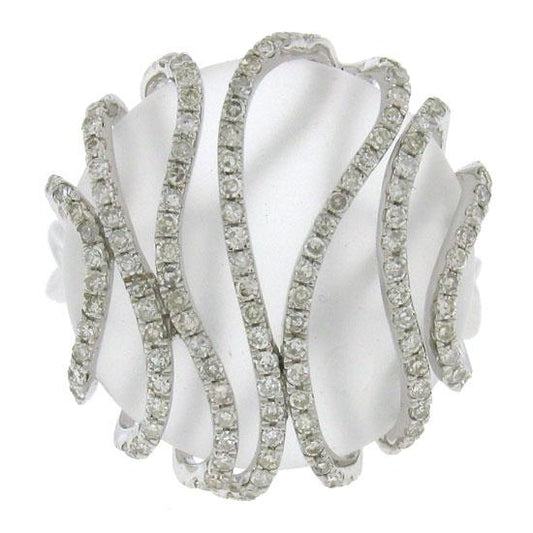 Diamond & 10.58ct White Topaz 14k White Gold Ring - 0.50ct