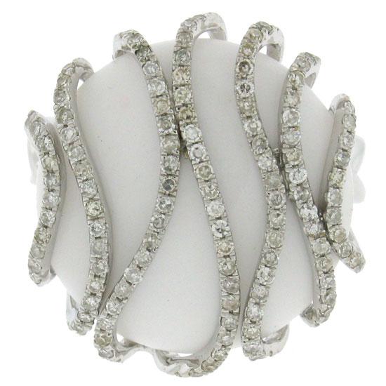 Diamond & 10.58ct White Onyx 14k White Gold Ring - 0.50ct