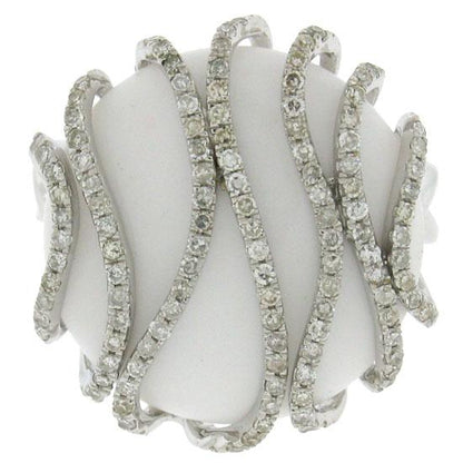 Diamond & 10.58ct White Onyx 14k White Gold Ring - 0.50ct