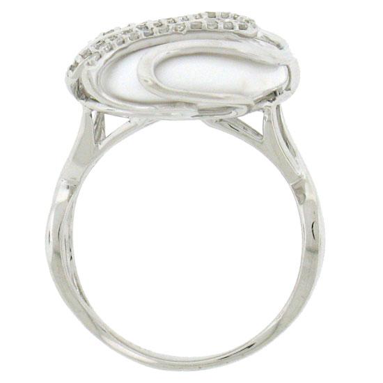 Diamond & 11.78ct White Onyx 14k White Gold Ring - 0.22ct