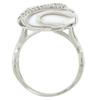 Diamond & 11.78ct White Onyx 14k White Gold Ring - 0.22ct