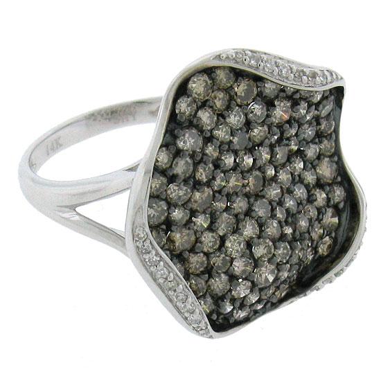 14k White Gold White & Champagne Diamond Ring - 2.13ct