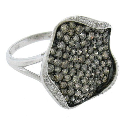 14k White Gold White & Champagne Diamond Ring - 2.13ct