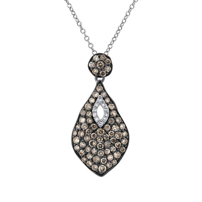 14k White Gold White & Champagne Diamond Pendant - 0.93ct