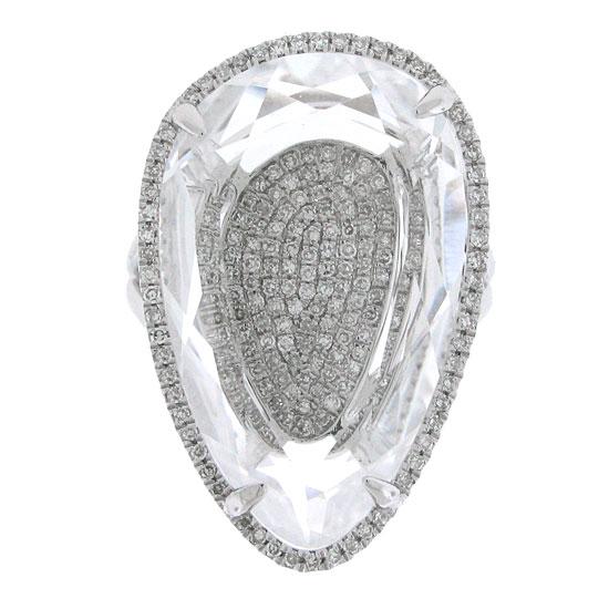 Diamond & 17.52ct White Topaz 14k White Gold Ring - 0.57ct