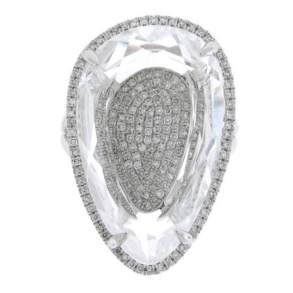 Diamond & 17.52ct White Topaz 14k White Gold Ring - 0.57ct